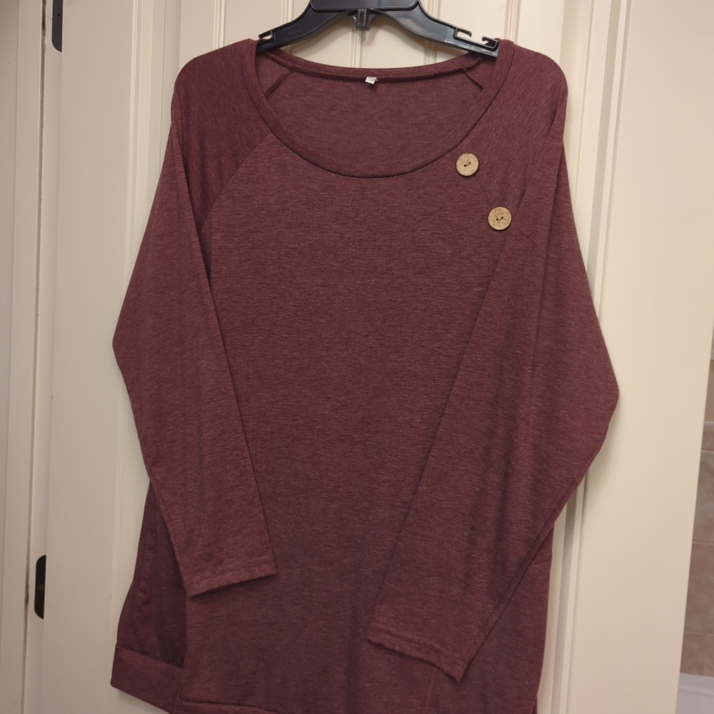 Women's Plum Colored Long Sleeve Top